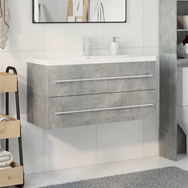 vidaXL Ensemble de meubles de salle de bain 2 pcs gris b&eacute;ton