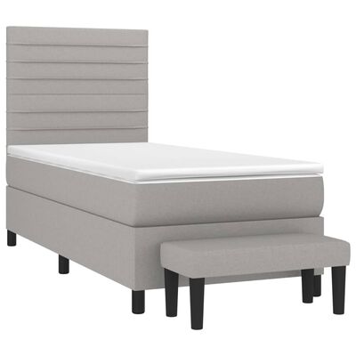 vidaXL Sommier à lattes de lit avec matelas Gris clair 90x200 cm Tissu