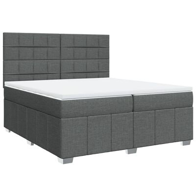 vidaXL Sommier à lattes de lit avec matelas Gris foncé 200x200cm Tissu