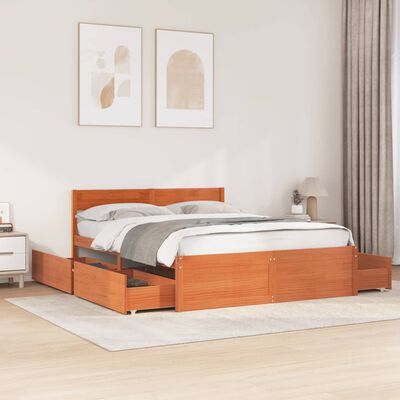 vidaXL Cadre de lit sans matelas cire marron 140x200cm bois pin massif