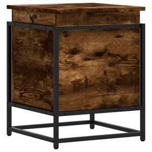 vidaXL Bo&icirc;te de rangement avec couvercle ch&ecirc;ne fum&eacute; bois d'ing&eacute;nierie
