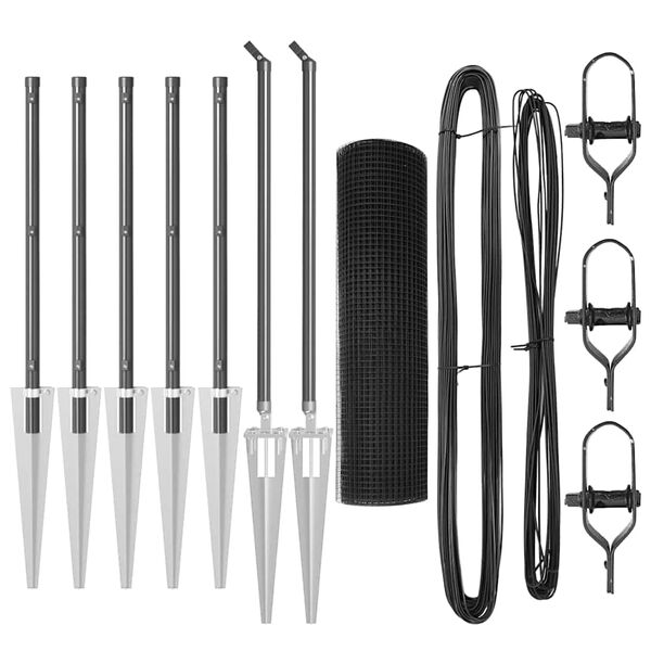 vidaXL Poteau de cl&ocirc;ture. Gris 10 x 1 m (25 x 25 mm de maille) Acier