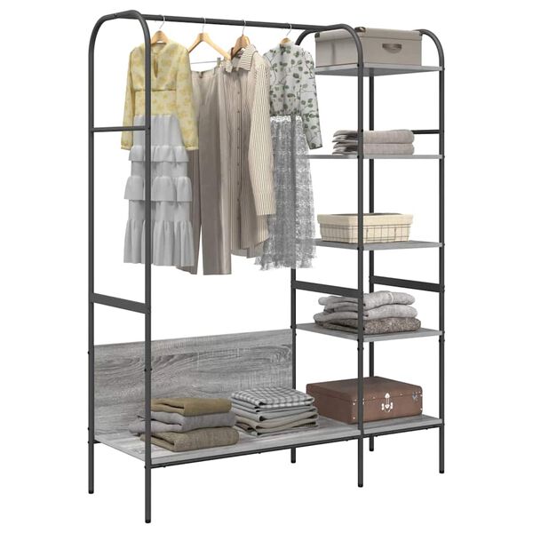 vidaXL Porte-v&ecirc;tements Gris 120 x 44 x 160 cm Bois d'ing&eacute;nierie