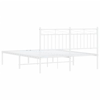 vidaXL Cadre de lit métal sans matelas et tête de lit blanc 135x190 cm