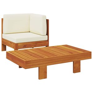 vidaXL Salon de jardin 2 pcs avec coussins blanc cr&egrave;me Bois d'acacia