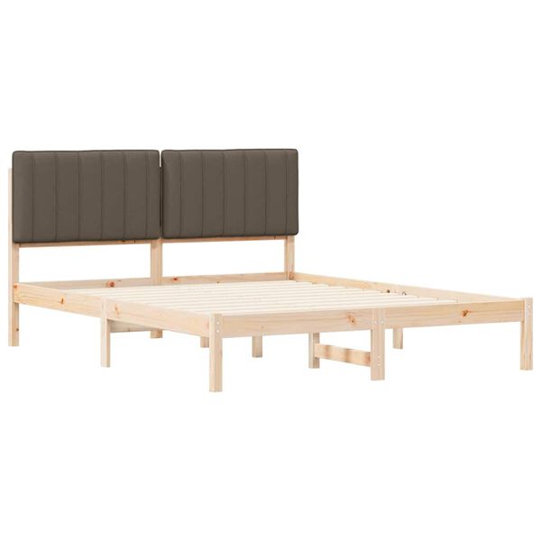 vidaXL Cadre de lit avec t&ecirc;te de lit rembourr&eacute;e Taupe 150 x 200 cm
