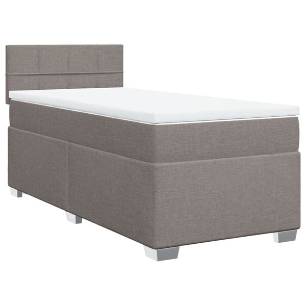 vidaXL Sommier &agrave; lattes de lit avec matelas Taupe 90x200 cm Tissu