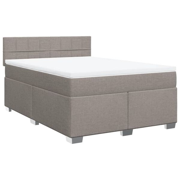 vidaXL Sommier &agrave; lattes de lit avec matelas Taupe 140x200 cm Tissu