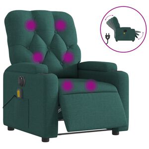 vidaXL Fauteuil de massage inclinable &eacute;lectrique Vert fonc&eacute; Tissu