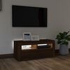vidaXL Meuble TV avec lumi&egrave;res LED Ch&ecirc;ne marron 90x35x40 cm