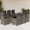 vidaXL Ensemble &agrave; manger de jardin 9 pcs coussins gris r&eacute;sine tress&eacute;e