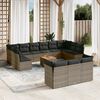 vidaXL Salon de jardin avec coussins 14 pcs gris r&eacute;sine tress&eacute;e