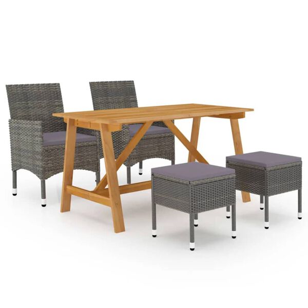 vidaXL Ensemble &agrave; manger de jardin 5 pcs Gris