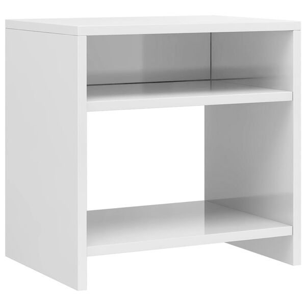 vidaXL Table de chevet Blanc brillant 40x30x40 cm bois d'ing&eacute;nierie