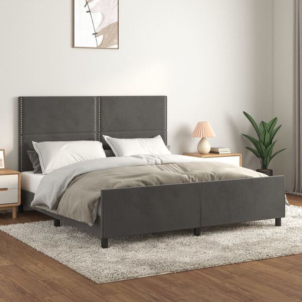 vidaXL Cadre de lit sans matelas gris fonc&eacute; velours