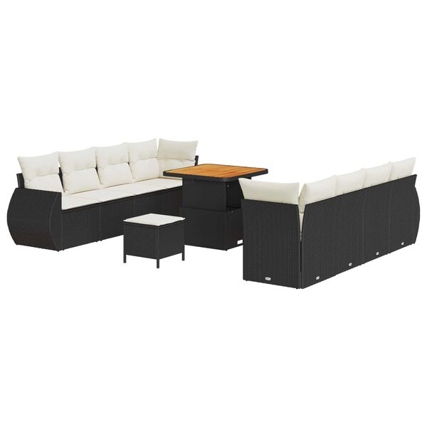 vidaXL Ensemble de canap&eacute; de jardin avec coussin 11 pcs Noir polyrotin