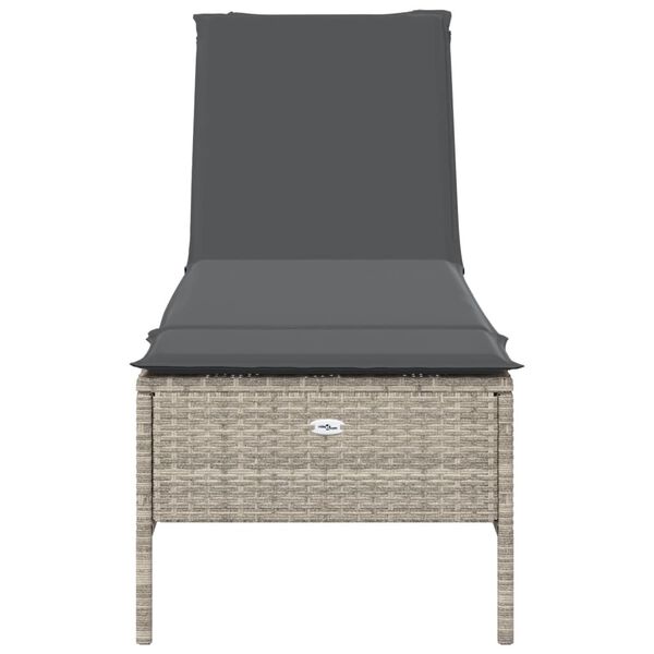 vidaXL Chaise longue avec coussin gris clair r&eacute;sine tress&eacute;e