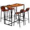 vidaXL Ensemble de bar 5 pcs Bois massif recycl&eacute; et cuir de ch&egrave;vre