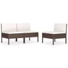 vidaXL Chaises de jardin lot de 3 avec coussins R&eacute;sine tress&eacute;e Marron