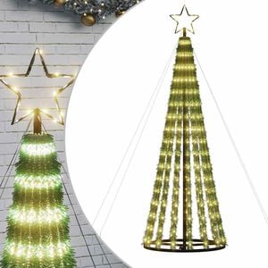 vidaXL Sapin de No&euml;l &agrave; LED 275 LED blanc chaud 180 cm