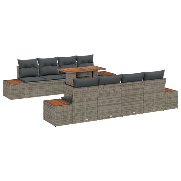 vidaXL Ensemble de canap&eacute; de jardin 9 pcs Gris Poly rotin