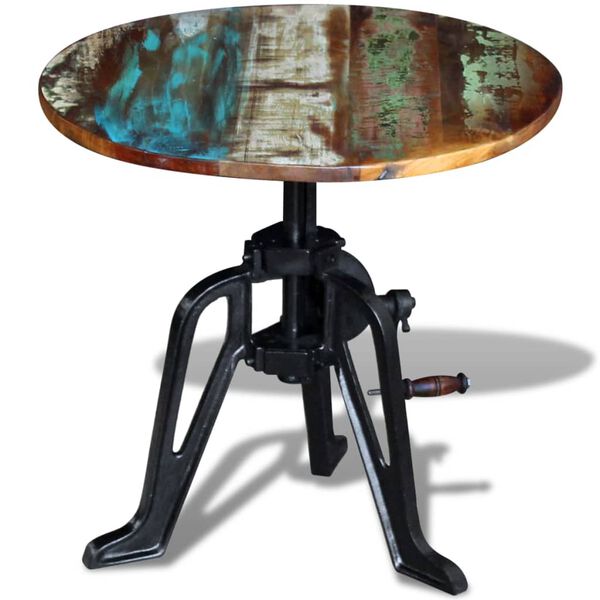 vidaXL Table auxiliaire Bois de r&eacute;cup&eacute;ration massif Fonte 60x(42-63)cm