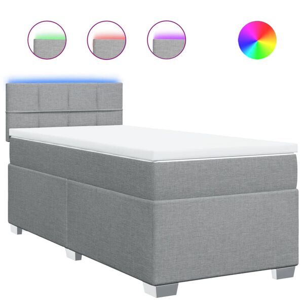 vidaXL Sommier &agrave; lattes de lit avec matelas gris clair 80x200 cm tissu