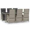vidaXL Ensemble &agrave; manger jardin et coussins 7 pcs gris rotin