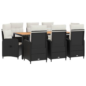 vidaXL Ensemble de repas ext&eacute;rieur 9 pc Noir et blanc cr&egrave;me