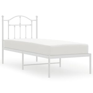 vidaXL Cadre de lit m&eacute;tal sans matelas avec t&ecirc;te de lit blanc 75x190cm