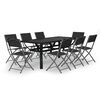 vidaXL Ensemble &agrave; manger de jardin 9 pcs Gris et noir