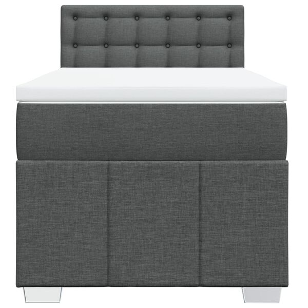 vidaXL Sommier &agrave; lattes de lit avec matelas Gris fonc&eacute; 90x200 cm Tissu