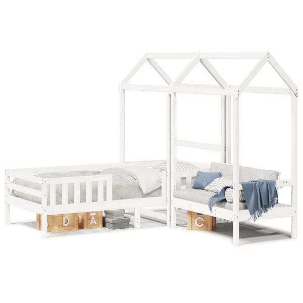 vidaXL Ensemble de lit et de banc avec toit sans matelas 80x200 cm