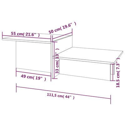 vidaXL Table basse Chêne fumé 111,5x50x33 cm Bois d'ingénierie