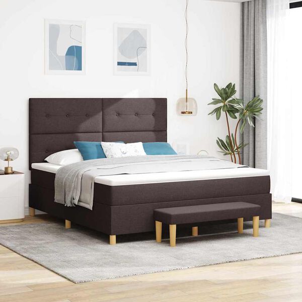 vidaXL Lit &agrave; ressorts avec matelas Marron fonc&eacute; 180 x 200 cm tissu