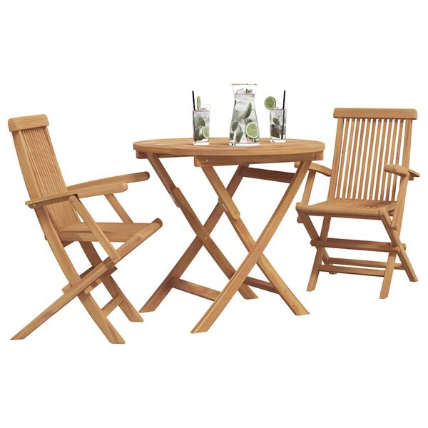 vidaXL Ensemble de salle &agrave; manger pour jardin 3 pcs Marron