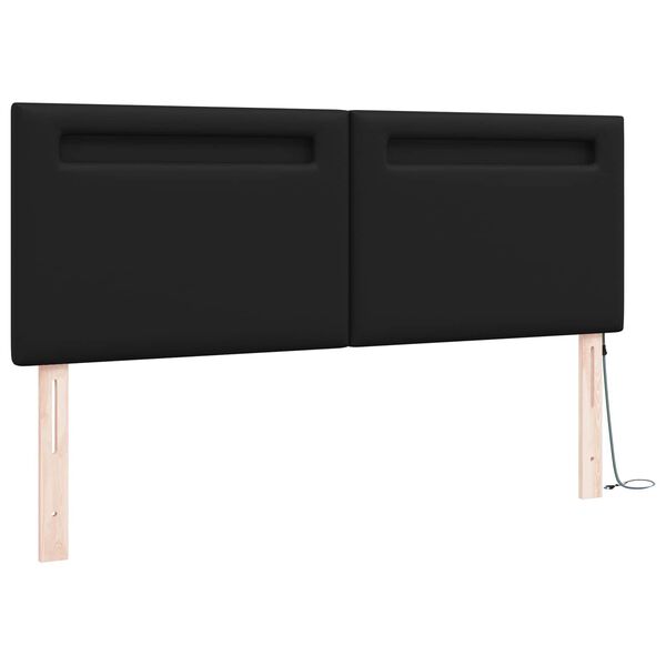 vidaXL T&ecirc;te de lit LED Noir 144 cm Cuir synth&eacute;tique