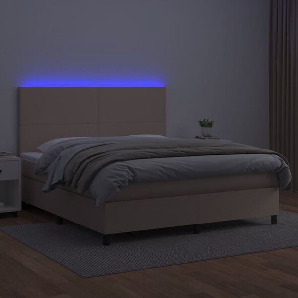 vidaXL Sommier &agrave; lattes de lit avec matelas LED Cappuccino 180x200 cm