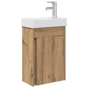 vidaXL Meuble de salle de bain avec robinet Ch&ecirc;ne artisanal