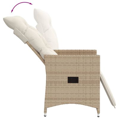 vidaXL Chaise inclinable de jardin avec coussins beige résine tressée