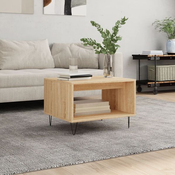 vidaXL Table basse ch&ecirc;ne sonoma 60x50x40 cm bois d'ing&eacute;nierie