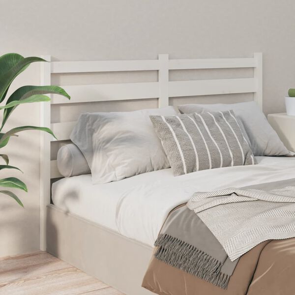 vidaXL T&ecirc;te de lit Blanc 126x4x100 cm Bois massif de pin