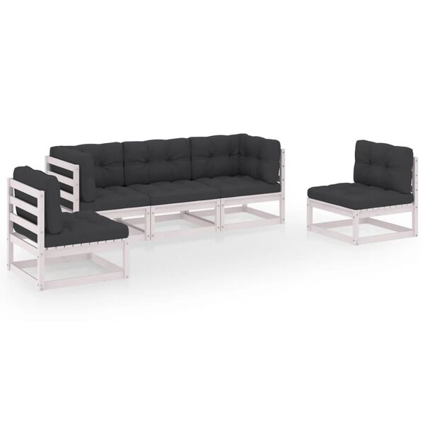 vidaXL Salon de jardin 5 pcs avec coussins Bois de pin massif