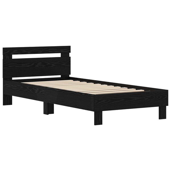vidaXL Cadre de lit Ch&ecirc;ne noir 98,5 x 200 cm Bois d'ing&eacute;nierie