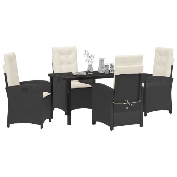 vidaXL Ensemble de salle &agrave; manger pour jardin 5 pcs Noir polyrotin