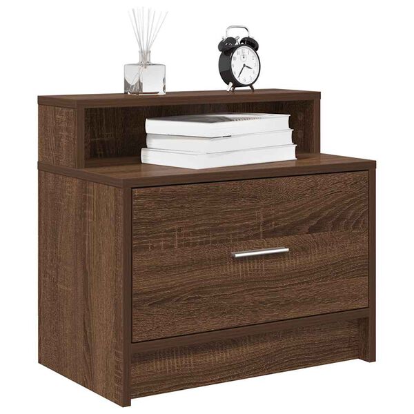 vidaXL Table de chevet avec tiroir ch&ecirc;ne marron 51x31x47 cm