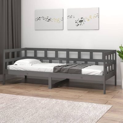 vidaXL Lit de jour sans matelas gris bois de pin massif 90x190 cm