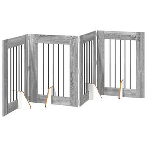 vidaXL Porte de chien pliable avec supports 4 pc Sonoma gris 241 cm
