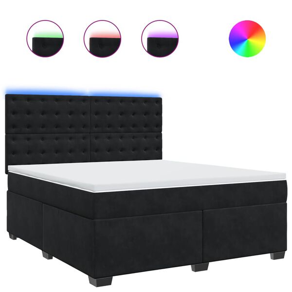 vidaXL Sommier &agrave; lattes de lit avec matelas Noir 180x200 cm Velours