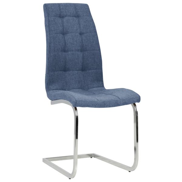 vidaXL Chaises &agrave; manger cantilever lot de 2 bleu tissu